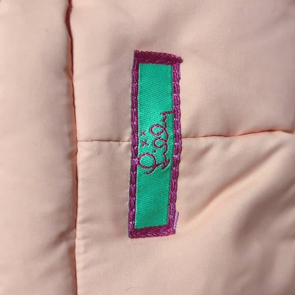 Lilly Pulitzer Down Puffer Vest Tropical Floral Lining Size Small Coral Orange - Picture 5 of 10